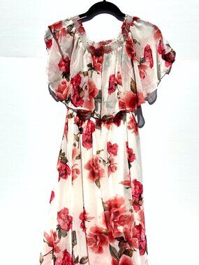 Show Me Your MuMu Hacienda Floral Maxi Dress in White & Romantic Rose, Medium